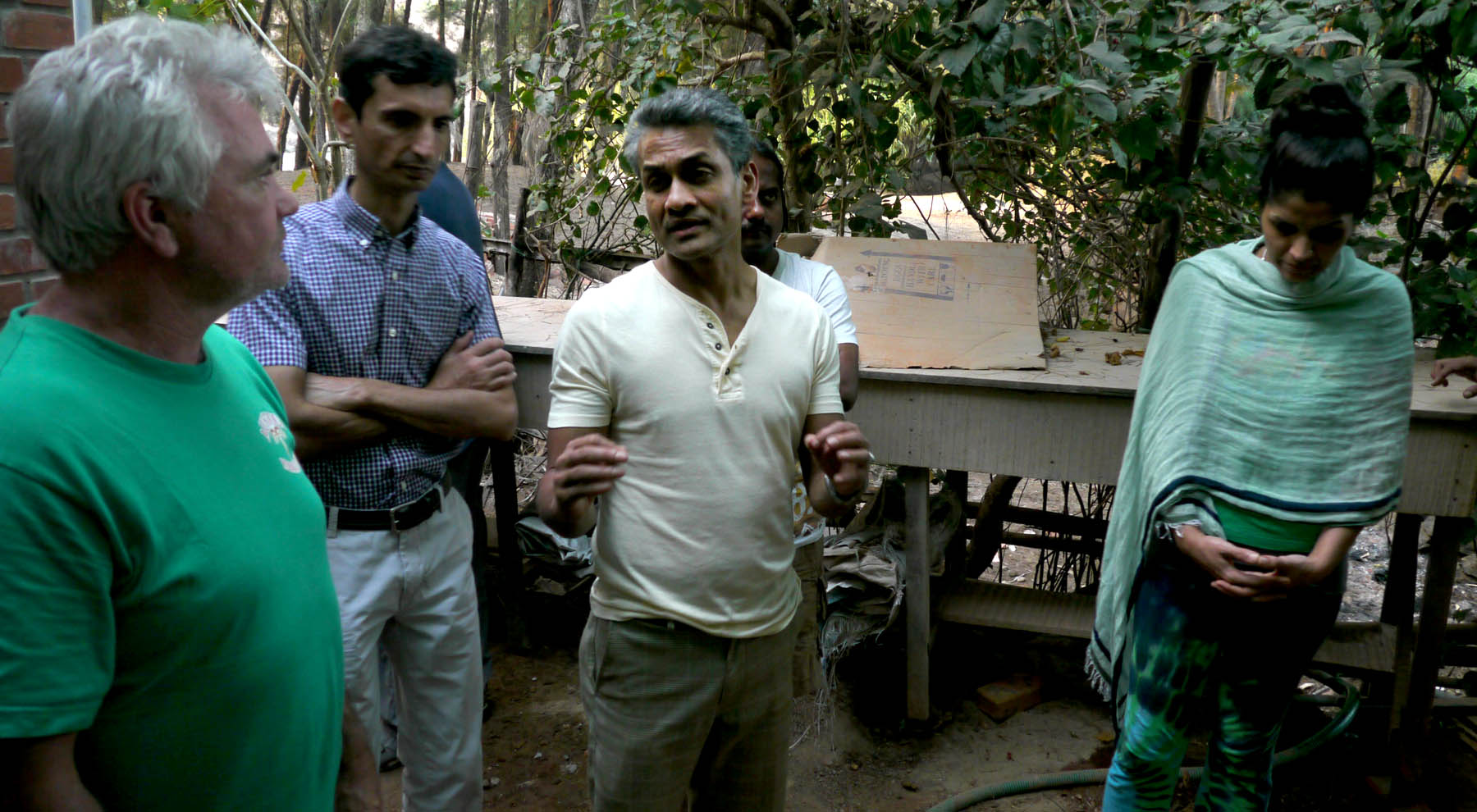 A field-station discussion during the Permaculture Design Certificate course, Kagal
